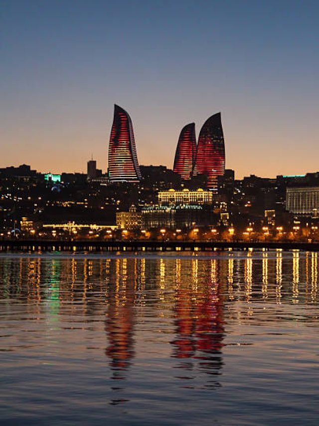 Sunset of city Baku, Azerbaijan