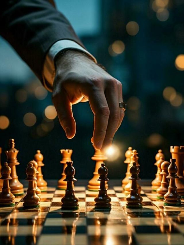 Download A skilled hand deftly slides a chess piece marked Chess across Vertical Mobile Wallpaper AI Generated for free