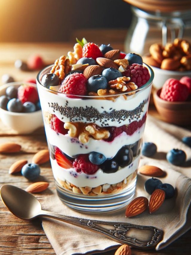 Greek Yogurt Parfait with Mixed Berries and Nuts